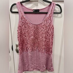 Gorgeous, like new, dusty rose sleeveless sequined top with lining